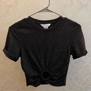 Black Glitter Crop Top